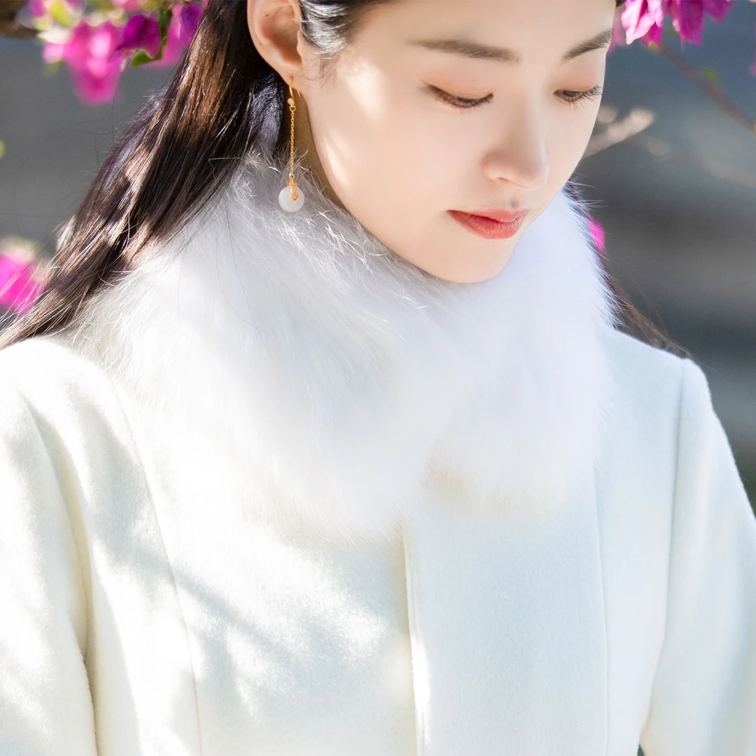 初蝉衣事新中式狐狸毛围脖女冬季新款高级感百搭保暖毛领701015
