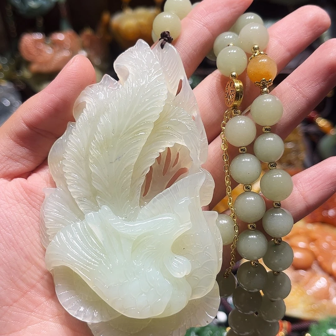 岫玉未镶嵌毛衣链