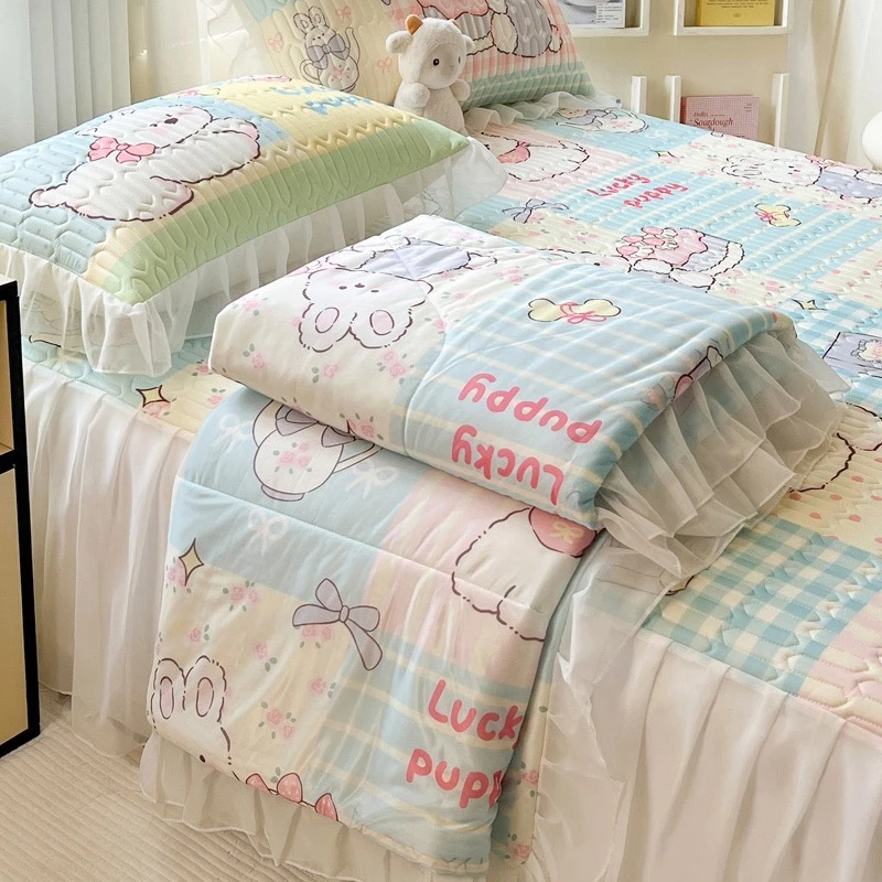 猫咪日记少女心猫咪床裙款凉感丝单夏被乳胶凉席学生可水洗折叠