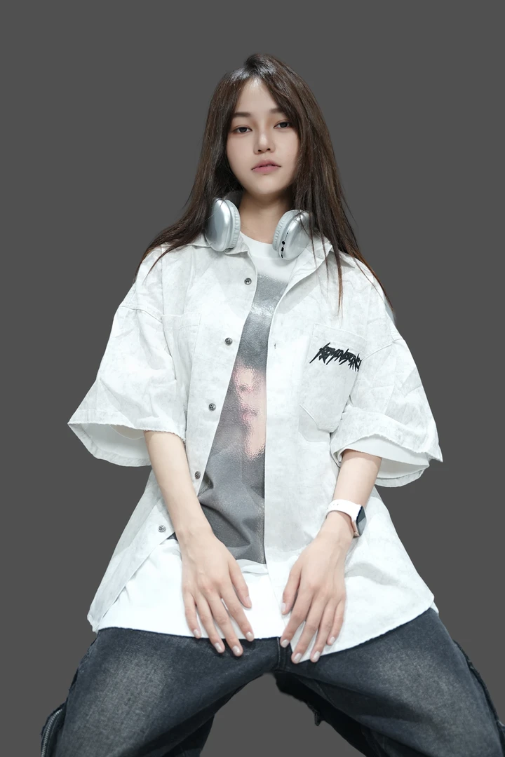 原创宽松潮流短袖户外衬衫男女休闲衬衫夏季高级开衫2562