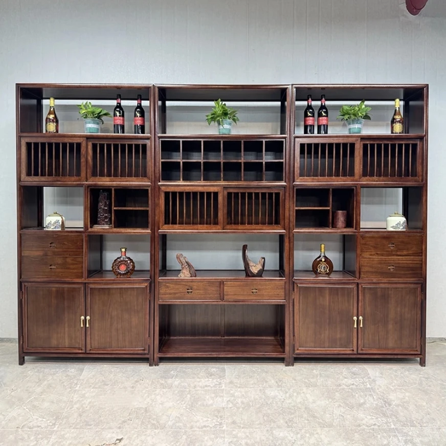 （酒柜书架）新中式博古架多宝格储藏风景榫卯工艺整体发货