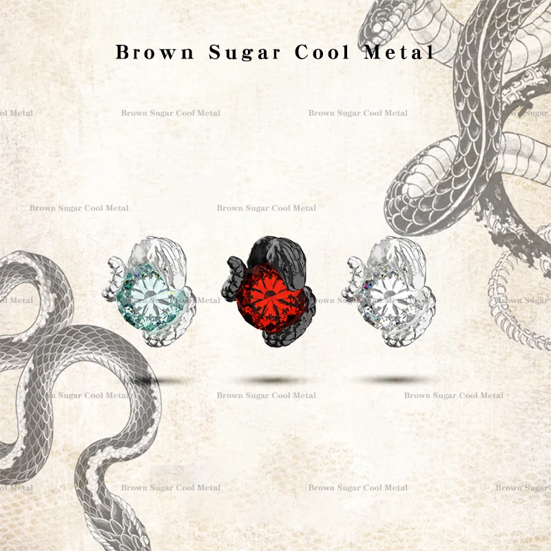 925银耳饰 马尔代夫蓝蛇年灵蛇缠绕设计防过敏养耳洞嘻哈耳钉