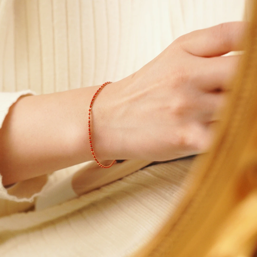 18k金红绳编织手链配件【KS00075】