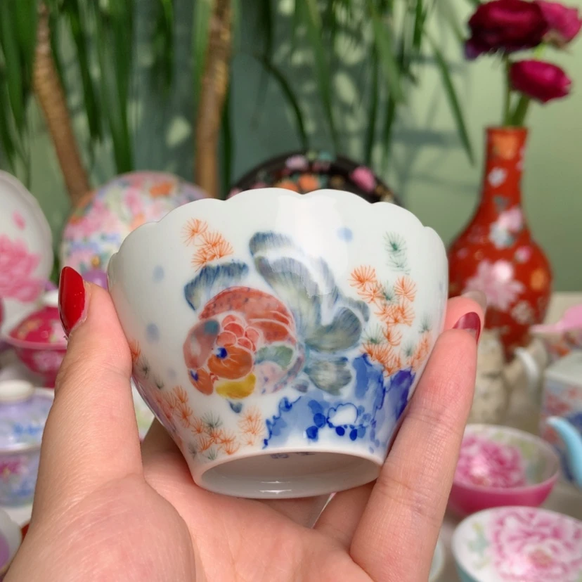 【闪购商品】花瓣兰寿胖鱼鱼花口杯