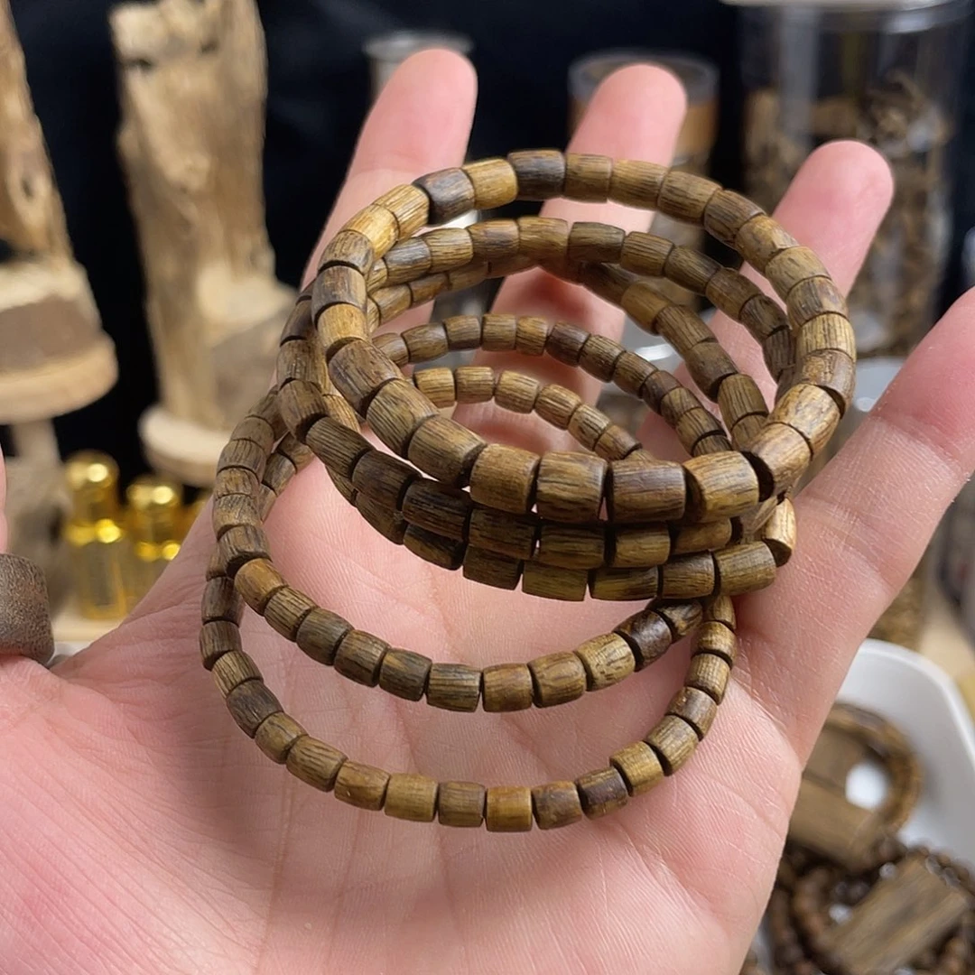 沉香碎屑沉香桶珠单3+