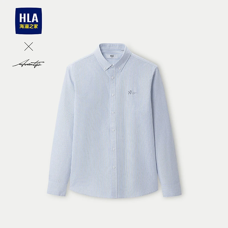 【纯棉牛津纺】HLA海澜之家23秋新轻商务长袖衬衫HNEAW3Y053A