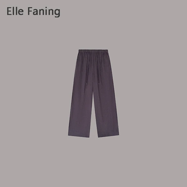 芒果优选-葡语亚裳亚麻特调定染松紧腰抽绳休闲裤