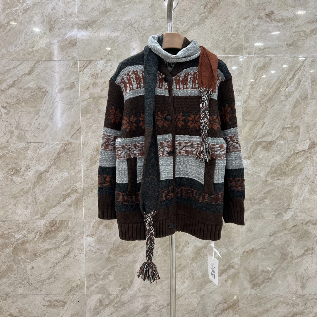 【简白】拼色秋季时尚拼接百搭毛针织衫CC1D2510