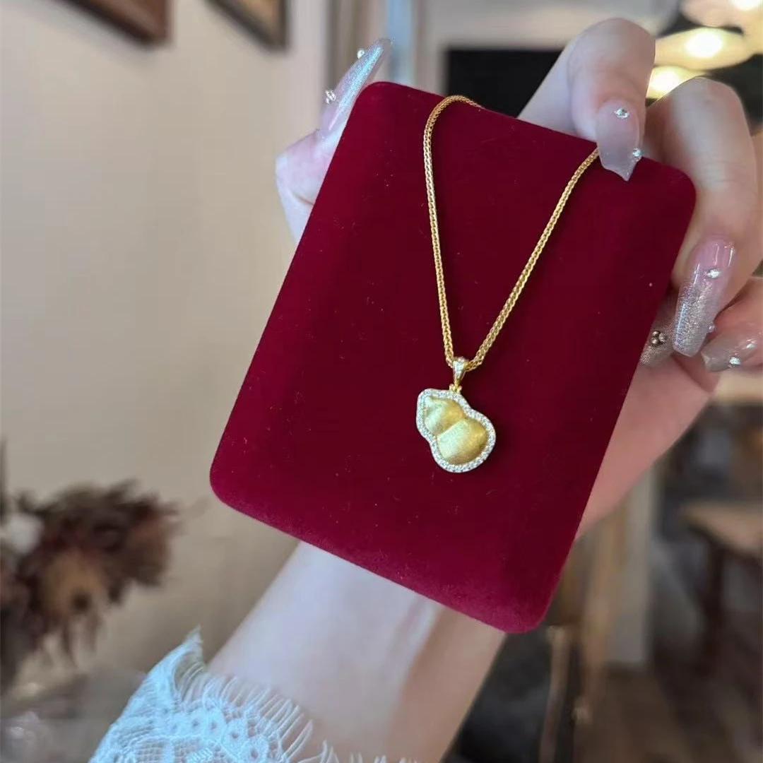 坠链均925银 拉丝磨砂点钻葫芦项链