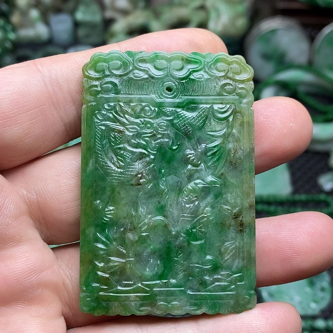 翡翠挂件未镶嵌阿*缅甸天然翡翠望子成龙