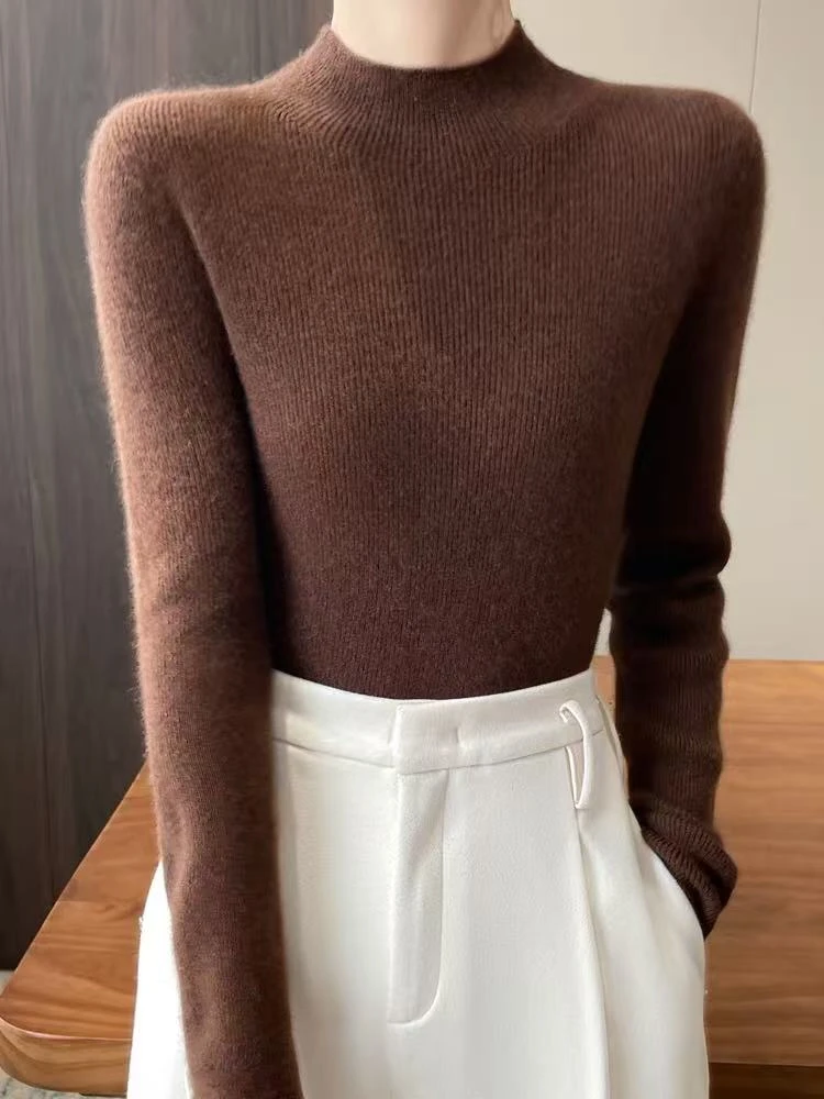 高品质新款秋冬女款韩版修身毛衣衫针织半高领气质百搭优雅打底衫