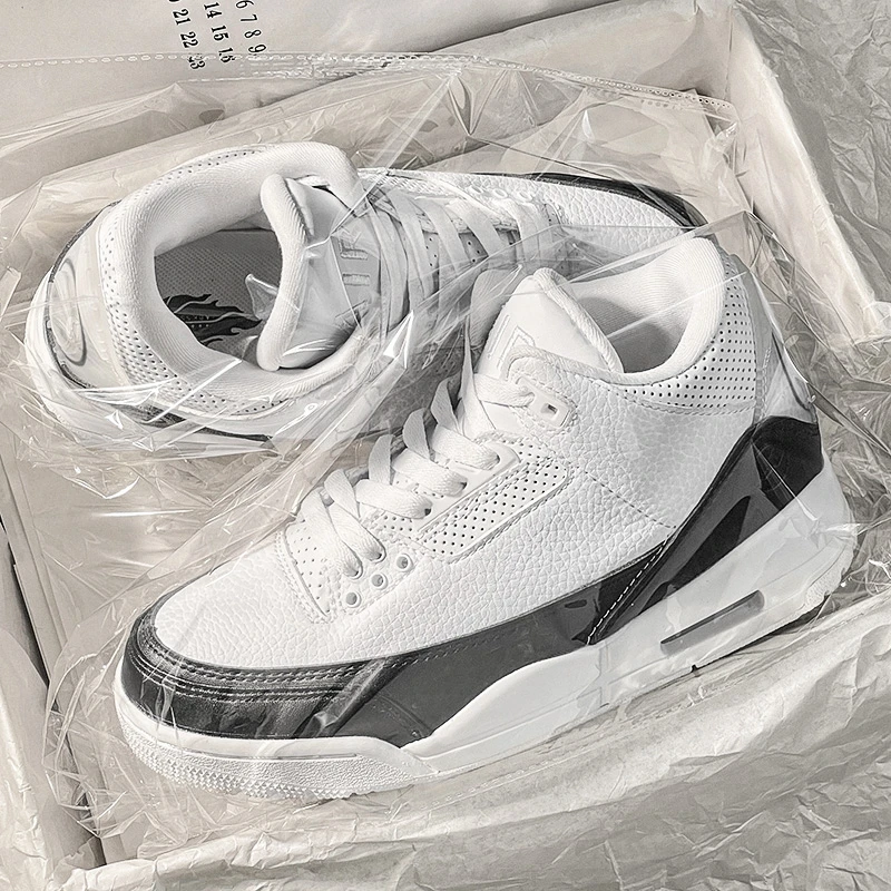 【高品质】aj3白黑经典高帮2025新款透气运动篮球男鞋莆田跑步鞋女
