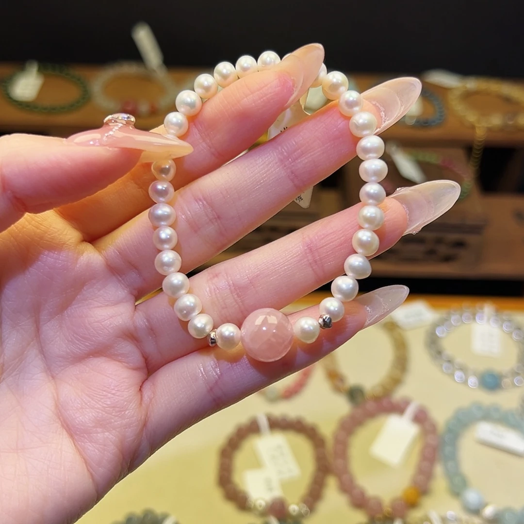 银S925镶嵌手链水晶珍珠8024