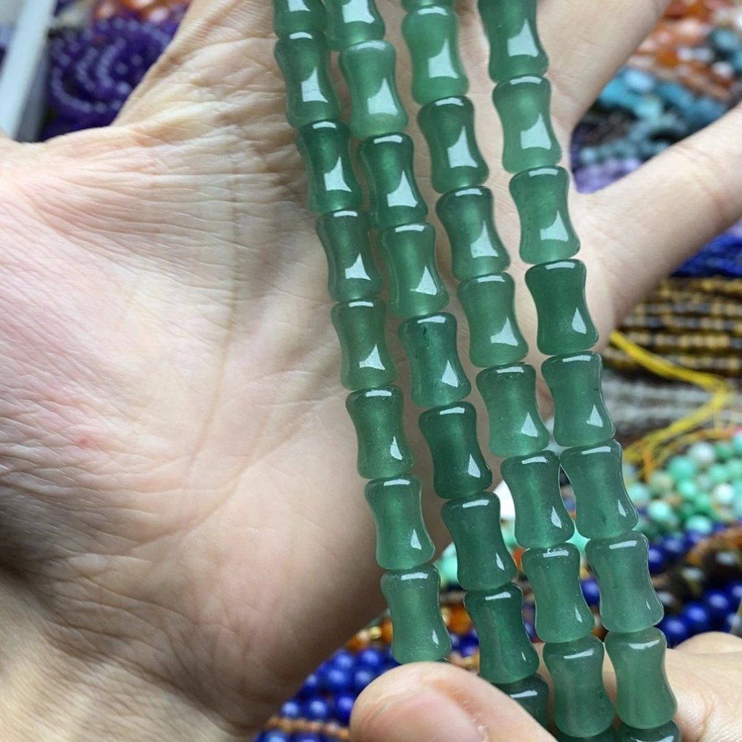 玛瑙/玉髓合金珠宝半成品一条天然8×12精品绿东岭玉竹节