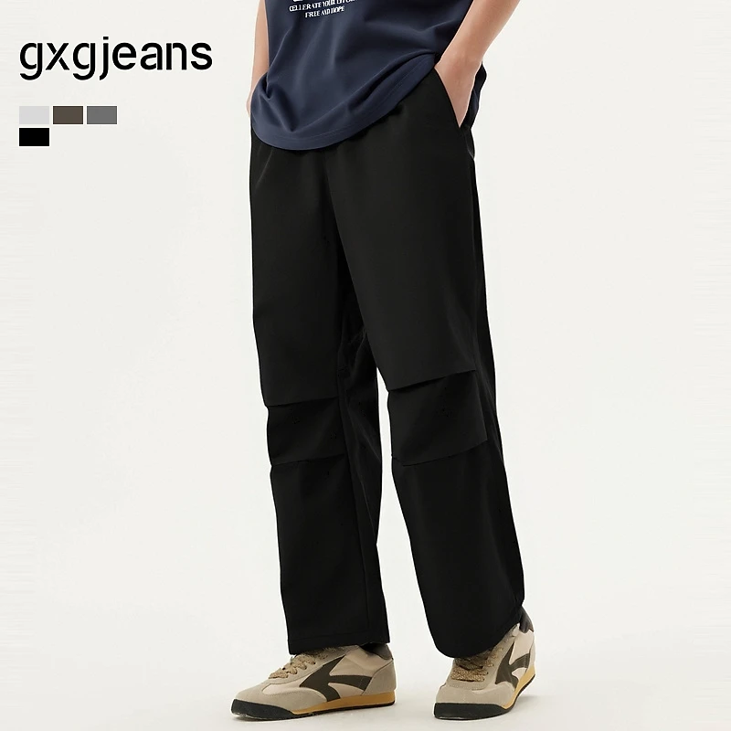 gxg.jeans男装 多色双褶设计户外休闲长裤宽松工装裤男 25夏新品
