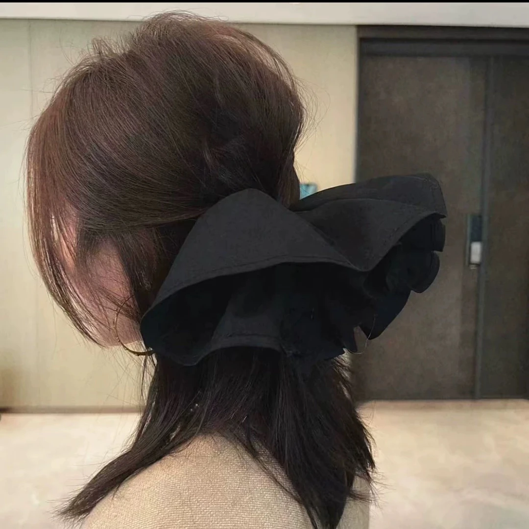 中古的法式~韩版气质黑色大肠发圈布艺肥肠圈时尚洋气裙摆盘发器