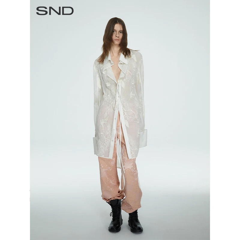 【SIP CLASS 设计师品牌】SND SS25 刺绣透视系带长衬衫