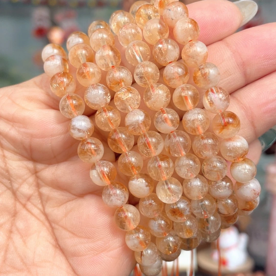 水晶手串未镶嵌7mm黄塔晶蜂蜜奶盖手串多样性发其一