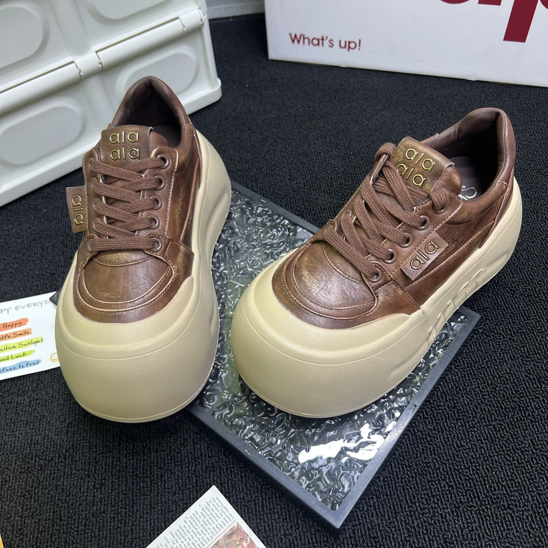 【7cm时尚擦色休闲鞋】爆款潮流高级百搭经典厚底娃娃头舒适休闲鞋