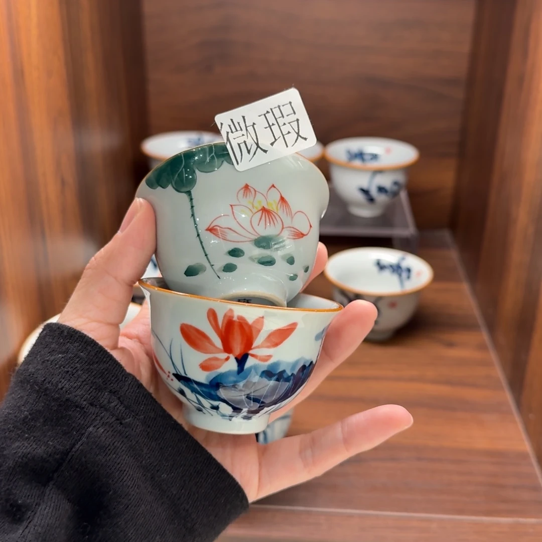 釉下手绘茶具微瑕