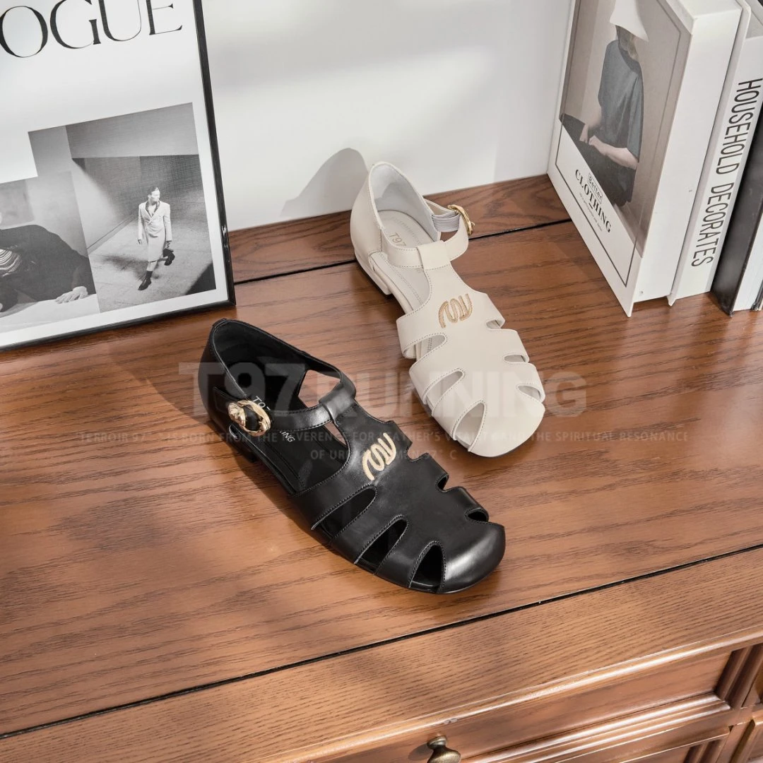 东东2025春季新款欧洲站舒适百搭低跟休闲包头镂空猪笼鞋女G1509