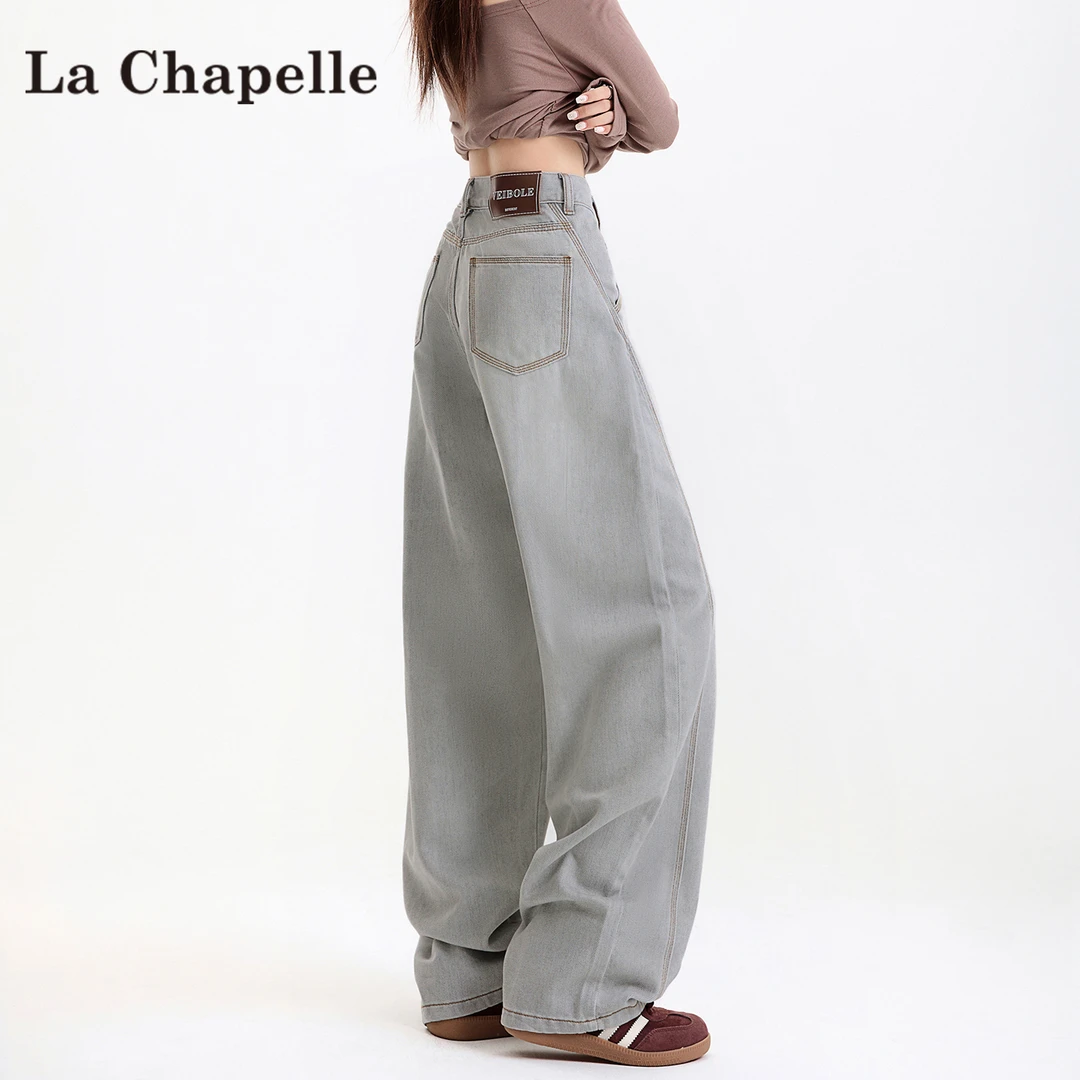 拉夏贝尔爆款美式复古牛仔裤女2025秋季新款高腰显瘦时尚弯刀裤子