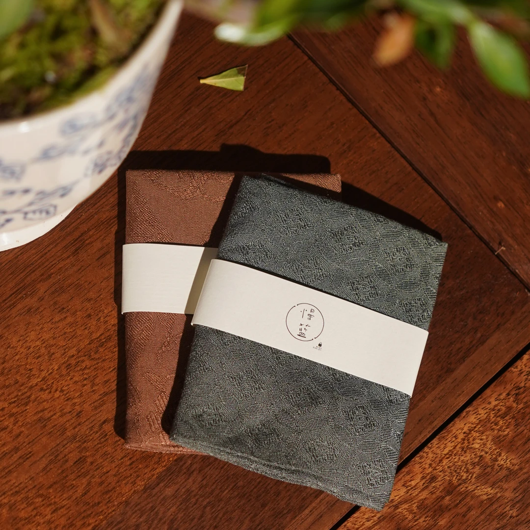 伴斤好物  慢蓝茶席 棕/绿  中式家用小茶巾长方吸水茶巾茶桌