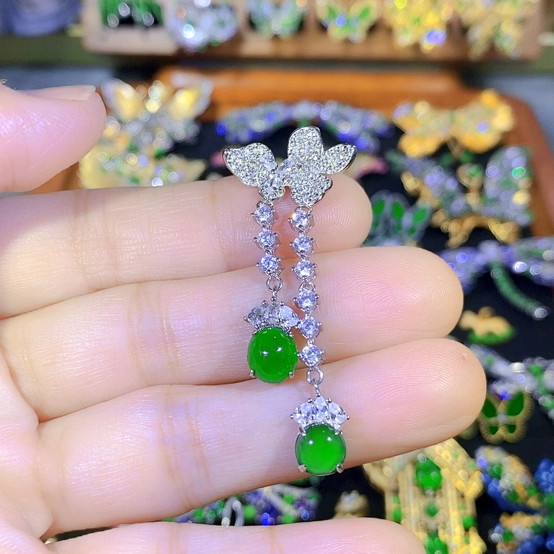 吊坠(不含链)银S925镶嵌翡翠