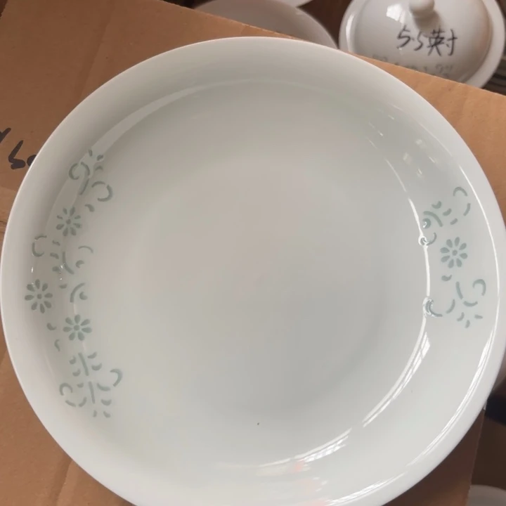 青瓷景德镇陶瓷盘子两只青色