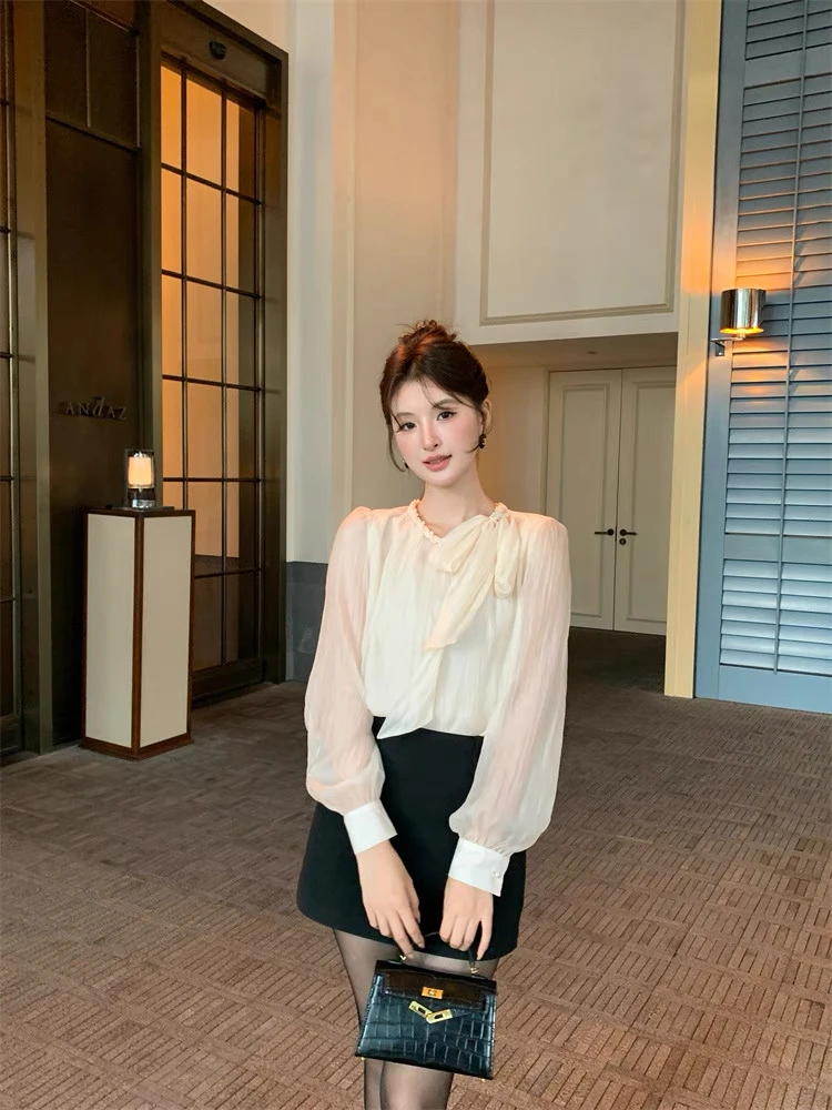 衬衫上衣气质衬衣长袖法式小众设计感蕾丝显瘦洋气时尚百搭夏季