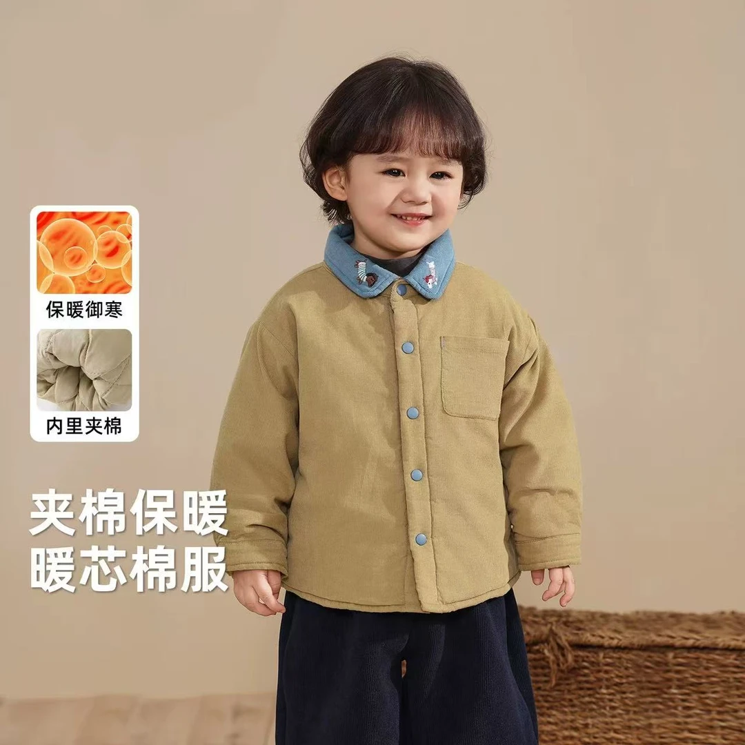 6120男女童潮流洋气个性休闲百搭秋冬季香肠狗条绒加棉衬衫