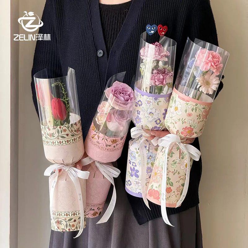 日常款自带玻璃纸单多支定型片 日常通用款小花束包装