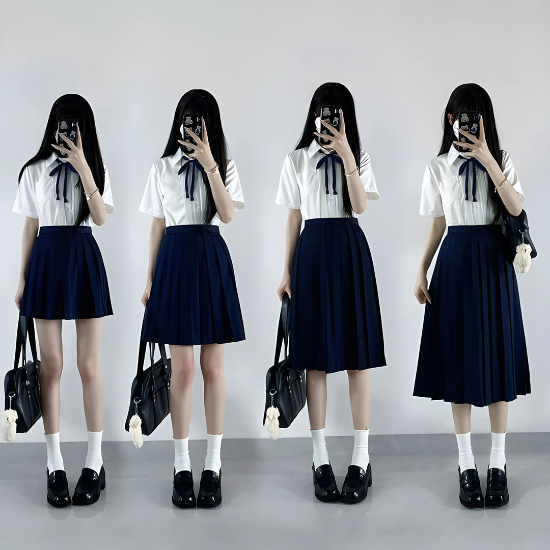 刺小兔原创jk制服套装纯色裙短中长裙大码百褶裙学生毕业照半身裙