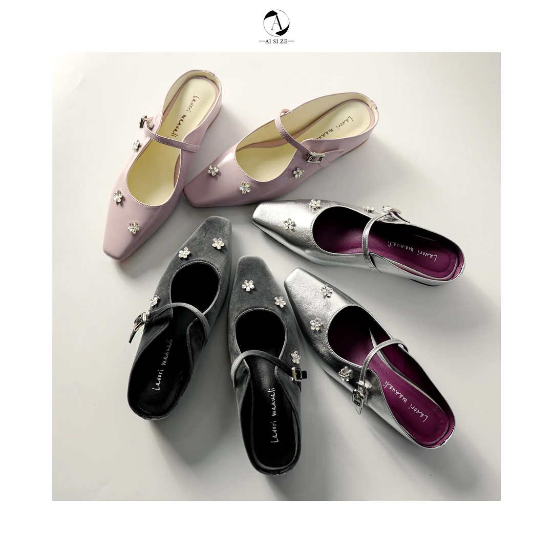 3.5cm/34-40/（含2.5内增高）法式内增高穆勒拖仙女风单鞋方头跟鞋