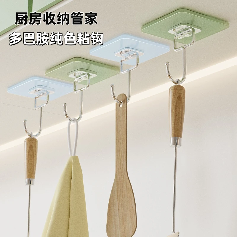 文丽【50个】厨房勺子铲子免打孔挂钩强力承重粘胶无痕粘钩壁挂粘钩