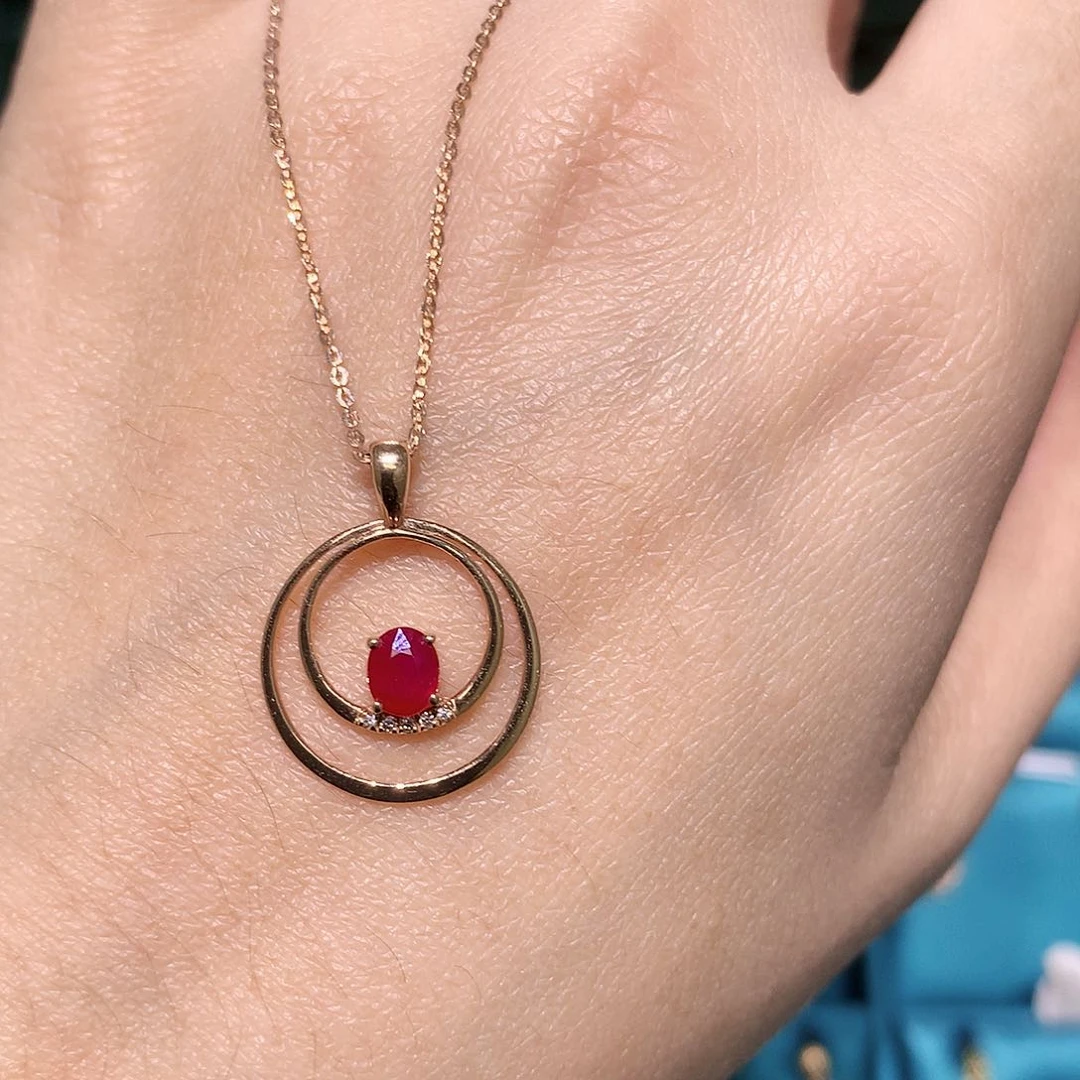 红宝石颈饰18K金镶嵌