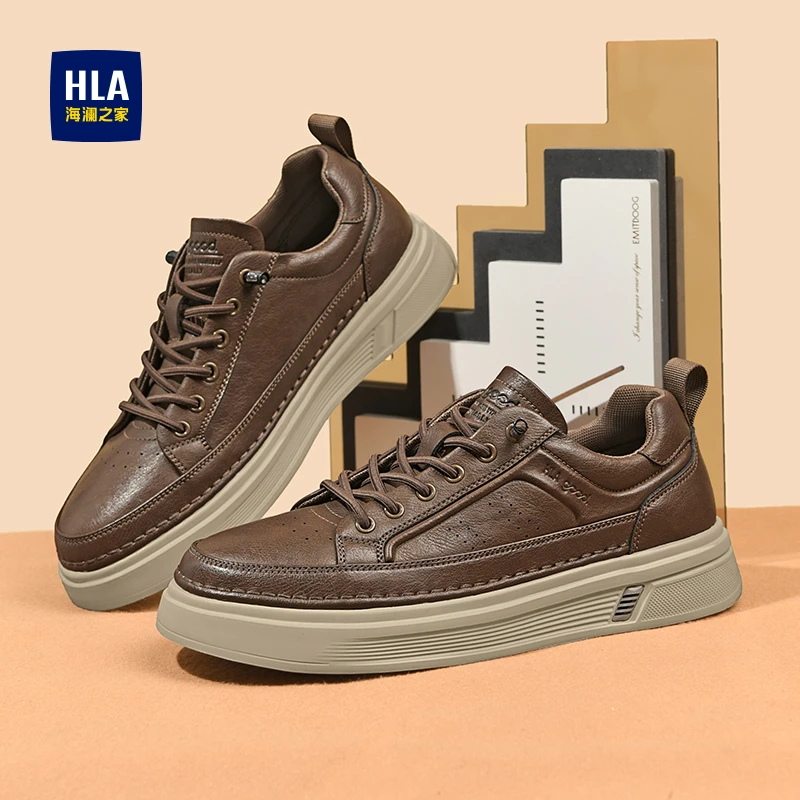 海澜之家男鞋2025夏季时尚运动板鞋男透气免系带男士开车休闲皮鞋