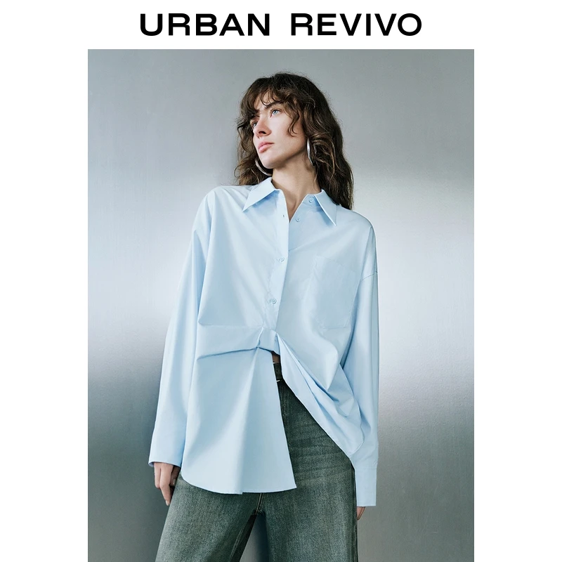 UR2025秋季新款女装休闲多巴胺设计感长袖开襟衬衫UWJ250050+