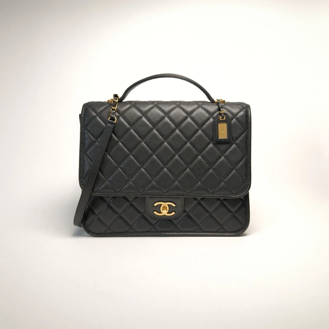 99新 Chanel/香奈儿 【双双】22K 手柄双肩包 31芯片开金属皮牌