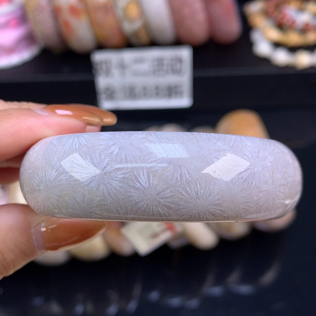 【闪购商品】颈饰未镶嵌硅化珊瑚（珊瑚玉）紫底烟花53（38号）