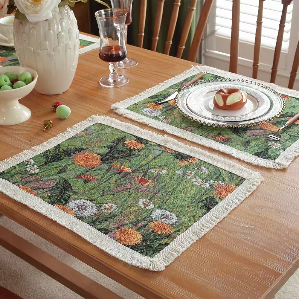 复古提花布艺餐垫 ins风流苏茶点桌垫