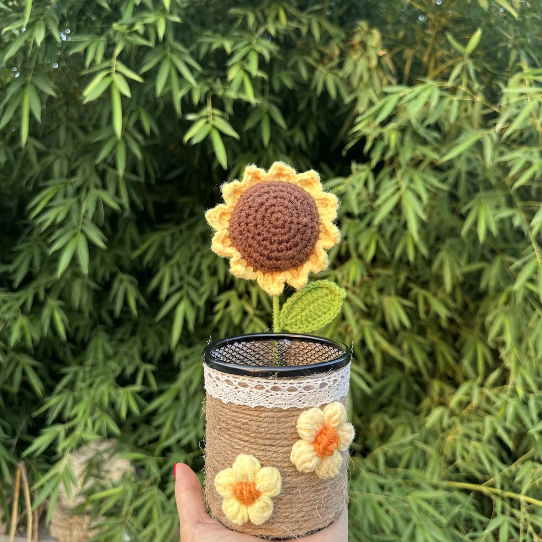 花束笔筒非遗手工定制毛线笔筒教师节心意礼物