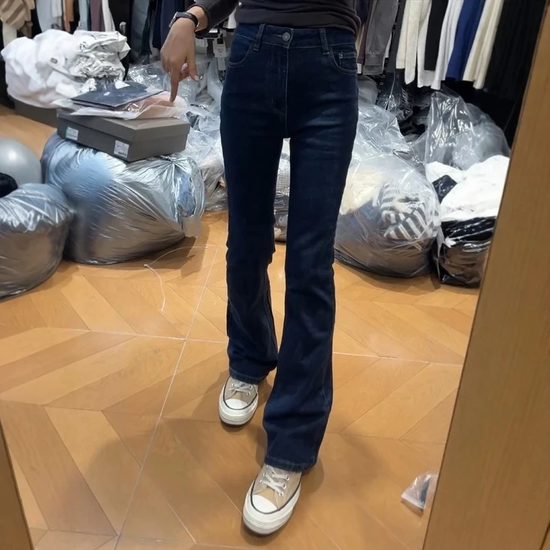 港风复古高腰遮胯设计气质微喇裤秋季新款百搭修身减龄修身直筒裤