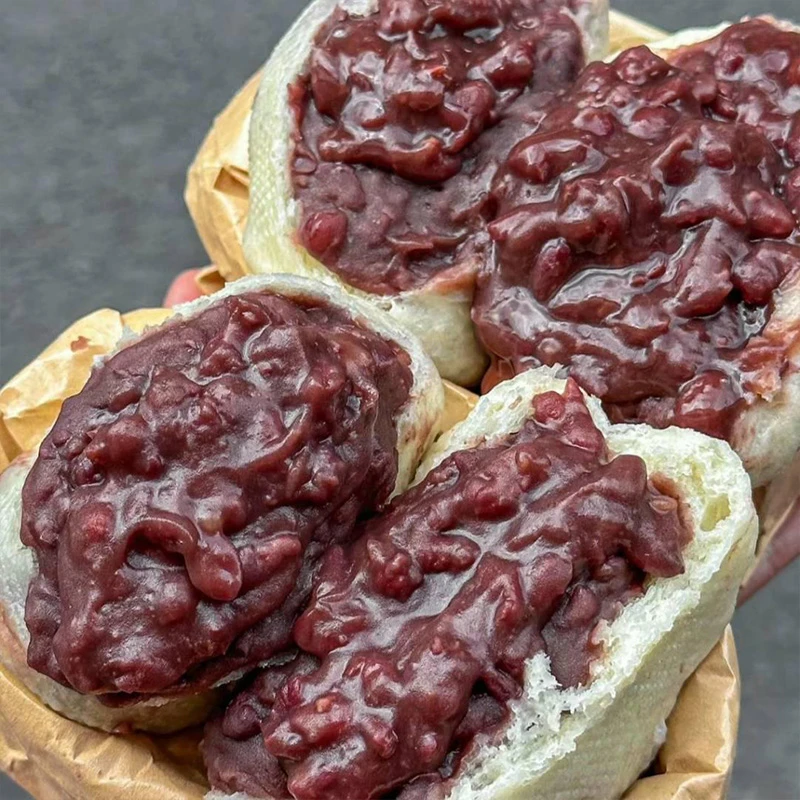 薄皮豆沙包纸皮馒头老式山东手工红豆馅包子早餐半成品年货豆沙包