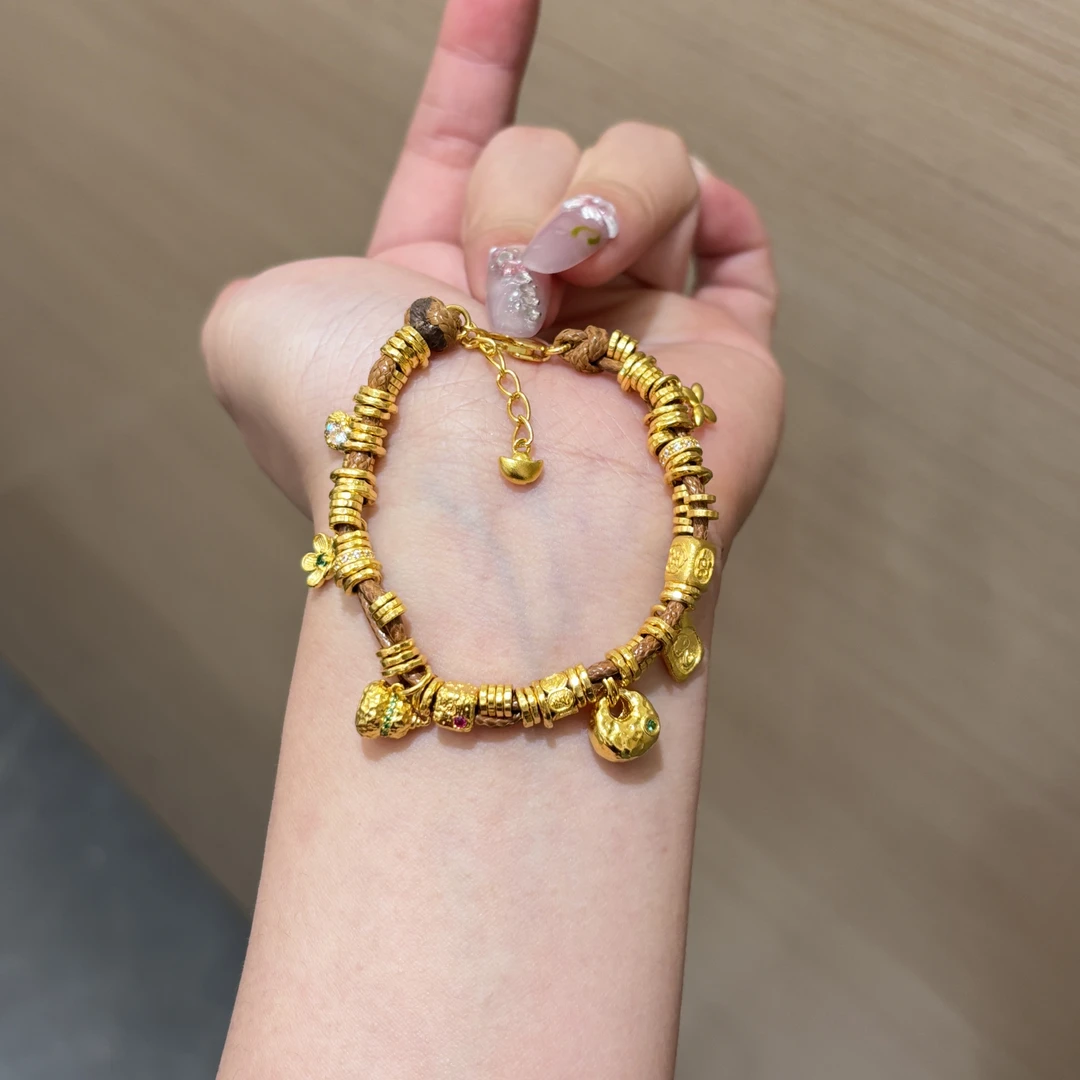 【菠萝珠宝】足金999 福袋葫芦盘缠手串 金重：27.42克