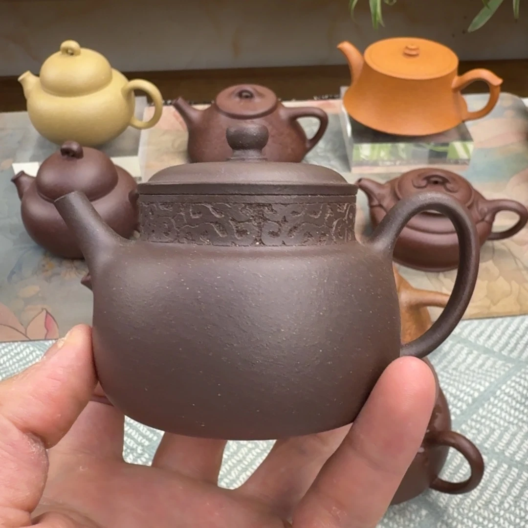 山***页茶壶紫砂言心 紫泥 175cc