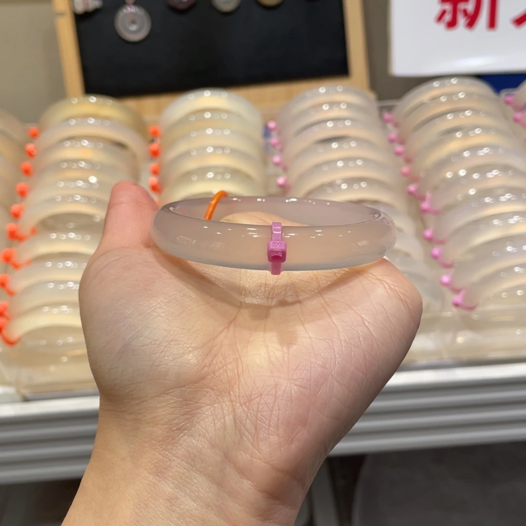 壊***紙玛瑙/玉髓未镶嵌手镯@定向荔枝冻@【58】