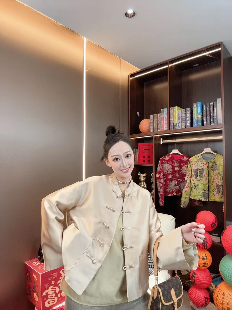 【沐木家】“大家闺秀”春夏款新中式五色丝毛对襟甩袖外套16691