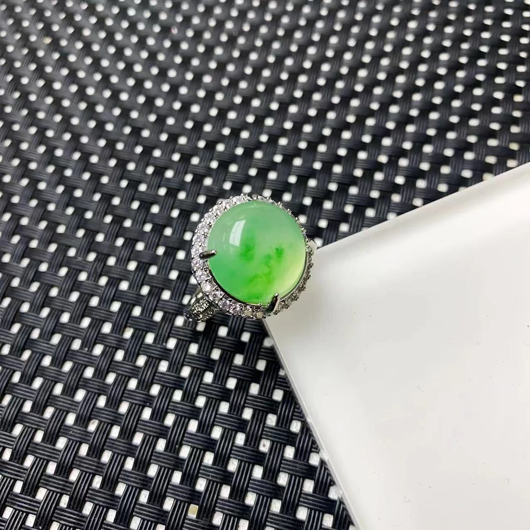 [聚小石]A1397冰绿花戒指