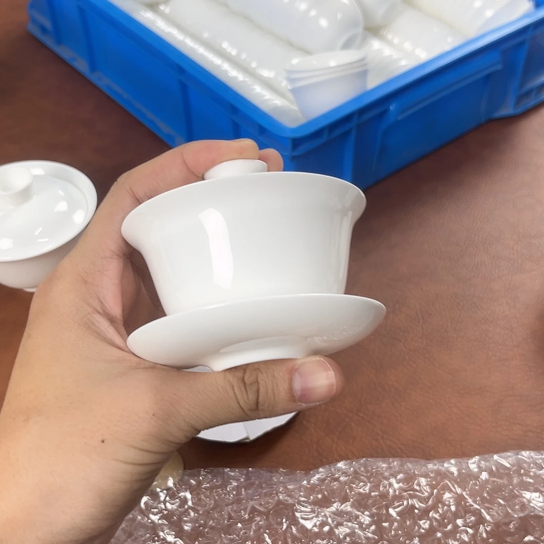 100福利价骨瓷盖碗超薄胎单个